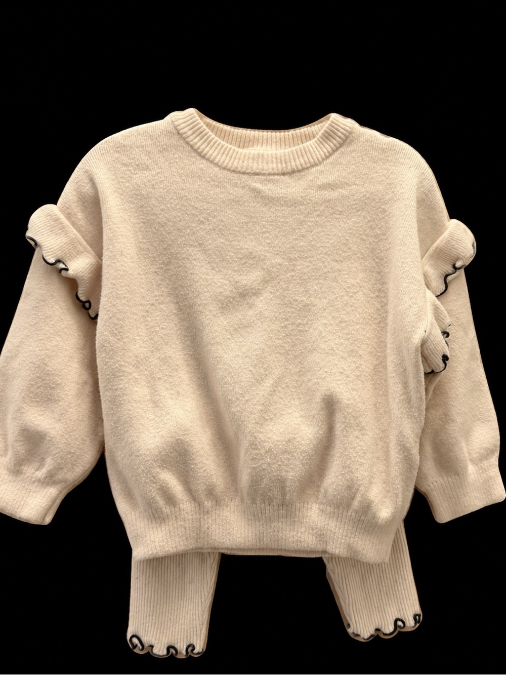 Zara Cream Ruffle-Trim Sweater and Leggings Set
